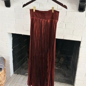 House of Harlow 1960 Burgundy Pleated Maxi Skirt